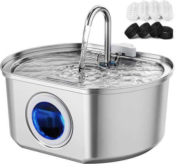 Nearal Premium Edelstahl Katzenwasserbrunnen: 108 oz Automatischer Haustierwasserspender mit Vierfachfiltrationssystem